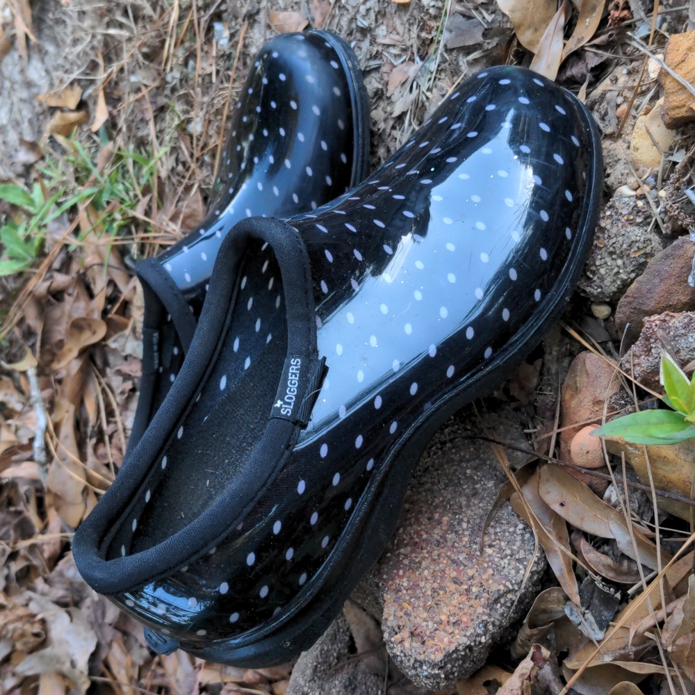 Sloggers Black & White Rain & Garden Shoe with "All-Day Comfort" Insole